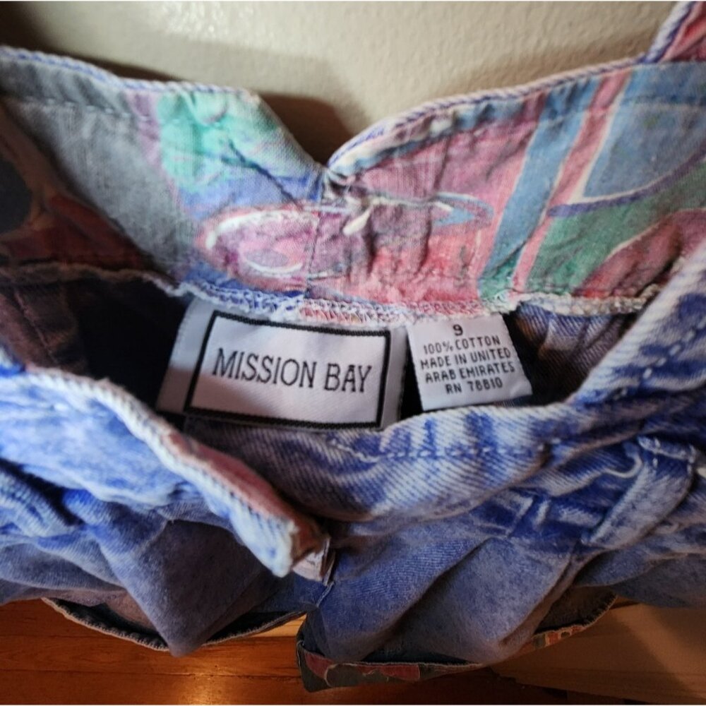 Ladies 90s Vintage Mission Bay Denim Overall Shorts Size 9 - Picture 3 of 4